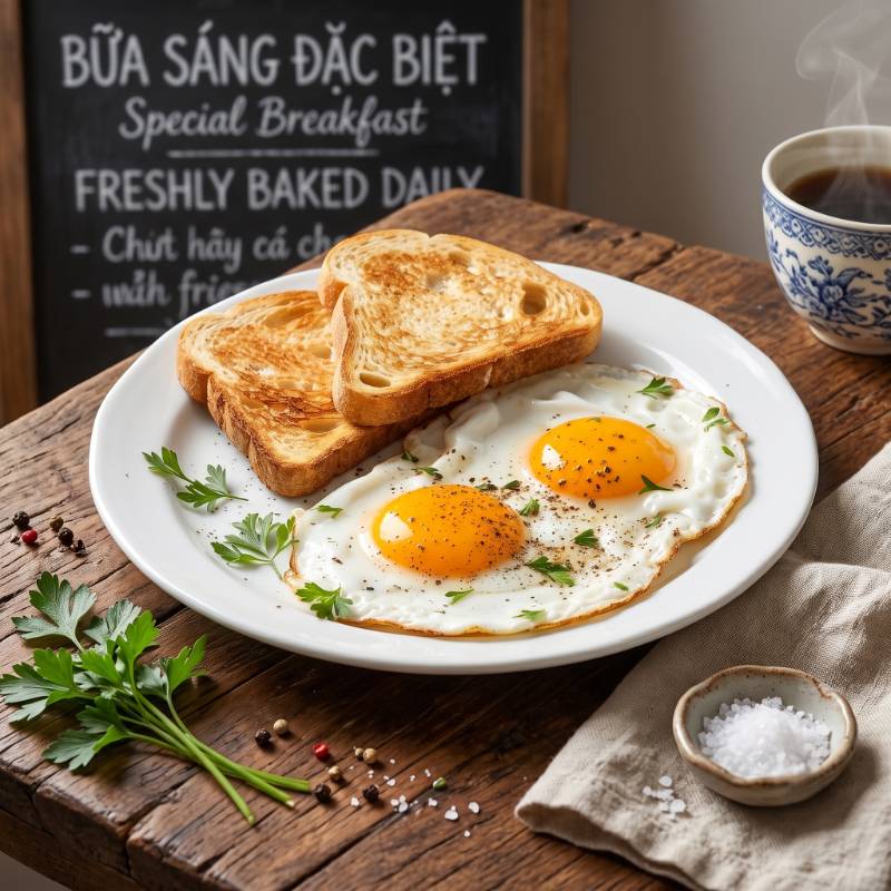 Classic Eggs & Toast (2 lát bánh nướng bơ & 2 trứng ốp la)