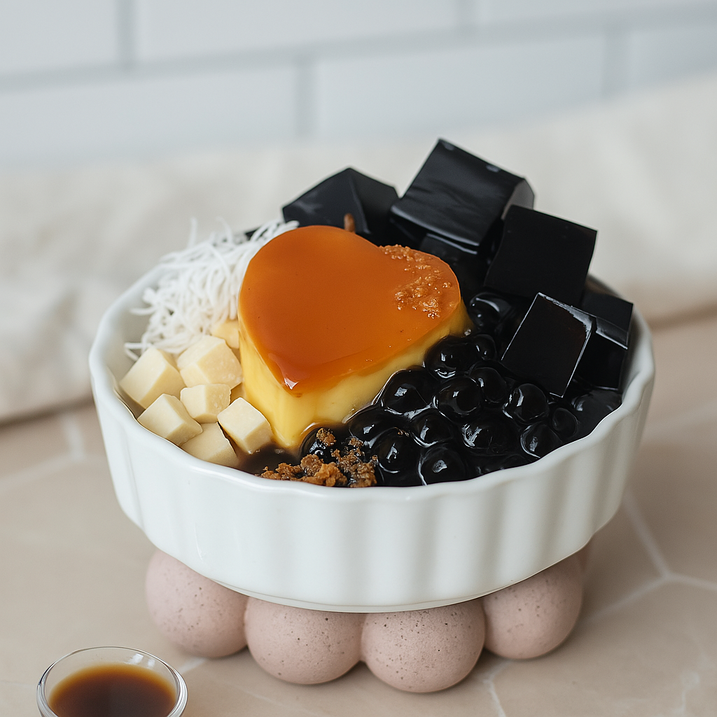 Flan Trân Châu Sữa Dừa Sương Sáo